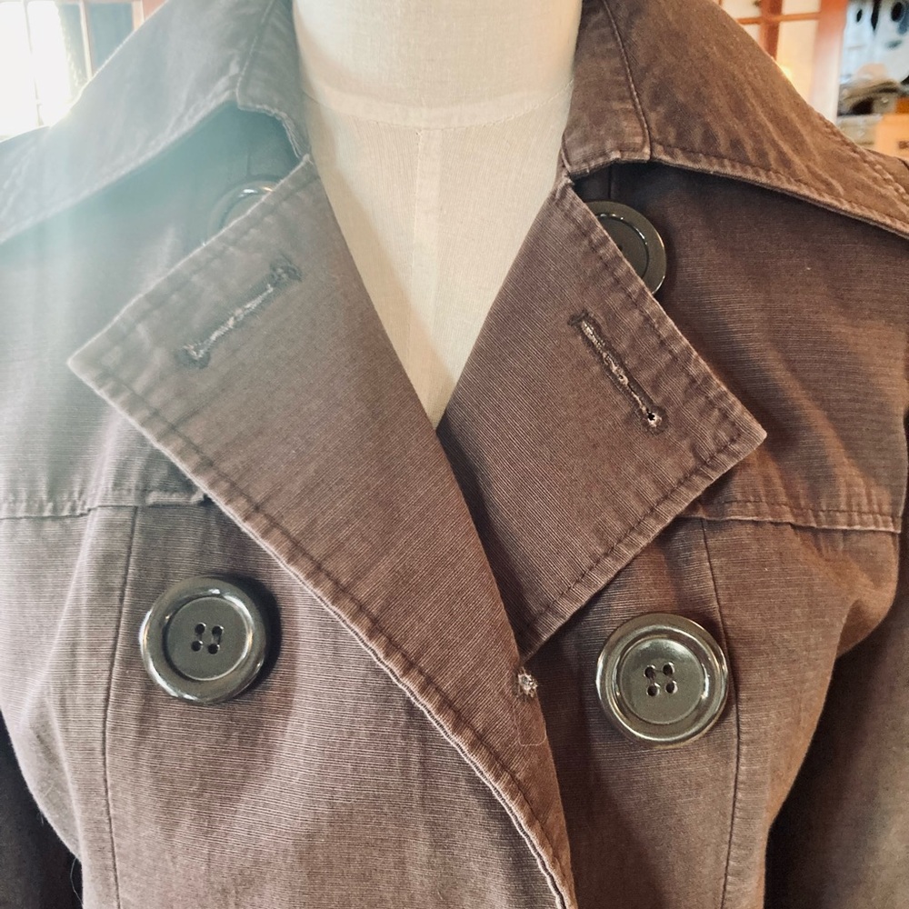 Tulle Double Breasted Cotton Jacket Woman Size M Brown